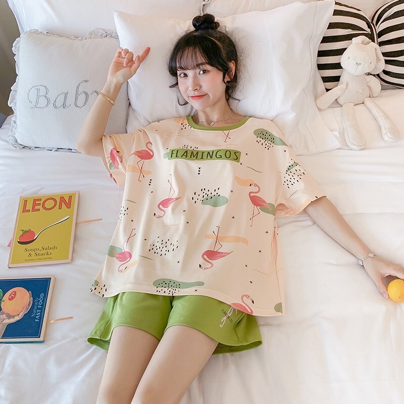 Đồ Bộ Nữ mặc nhà chất liệu Cotton mềm mát dễ thương