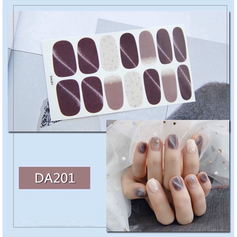 Set 14 Nhãn Dán Móng, Sticker Dán Móng tông nâu đen 💖💖💖