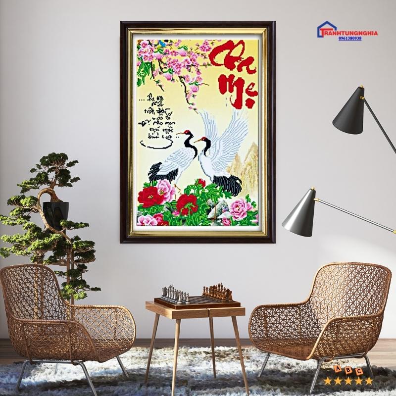 Tranh đính đá cha mẹ 73cm x 50cm