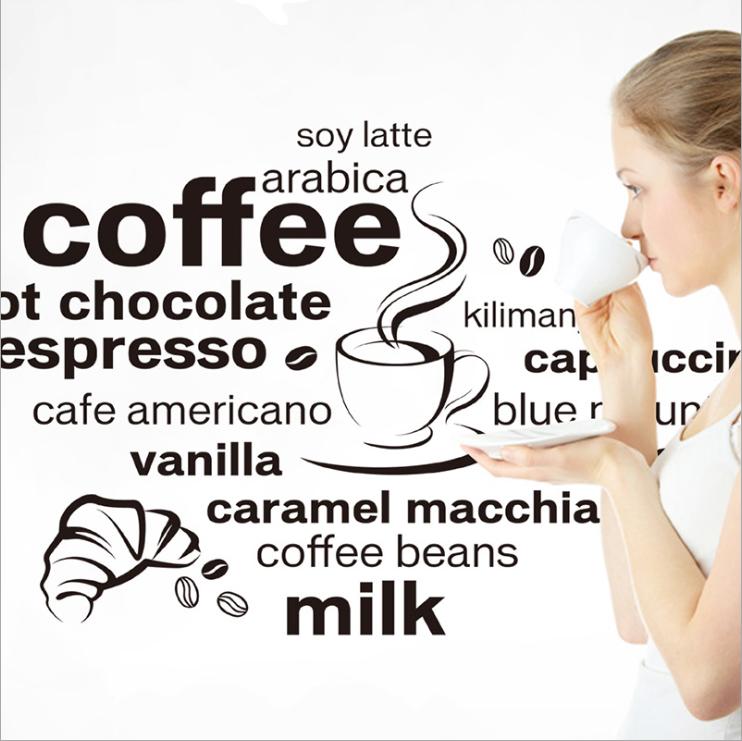 [HCM]Decal dán tường Amyshop- tiếng anh Coffee DKN025