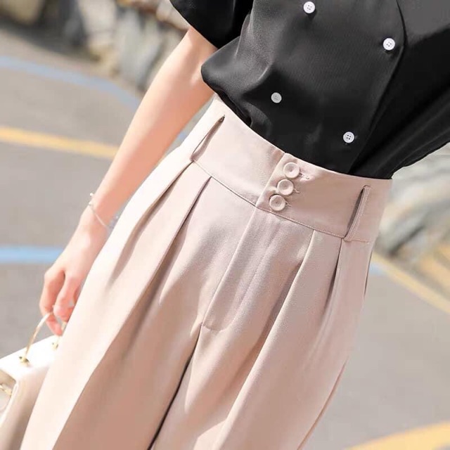 Quần baggy công sở cạp cao 3 cúc