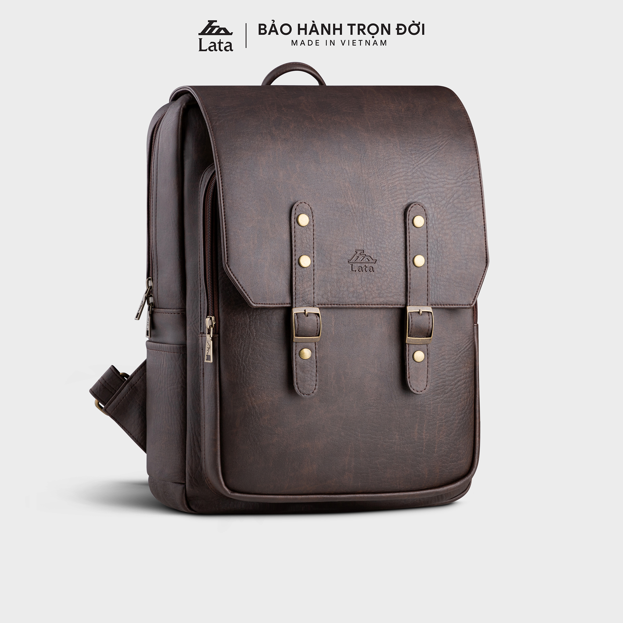 Balo da nam khóa đôi cổ điển Lata BAL58