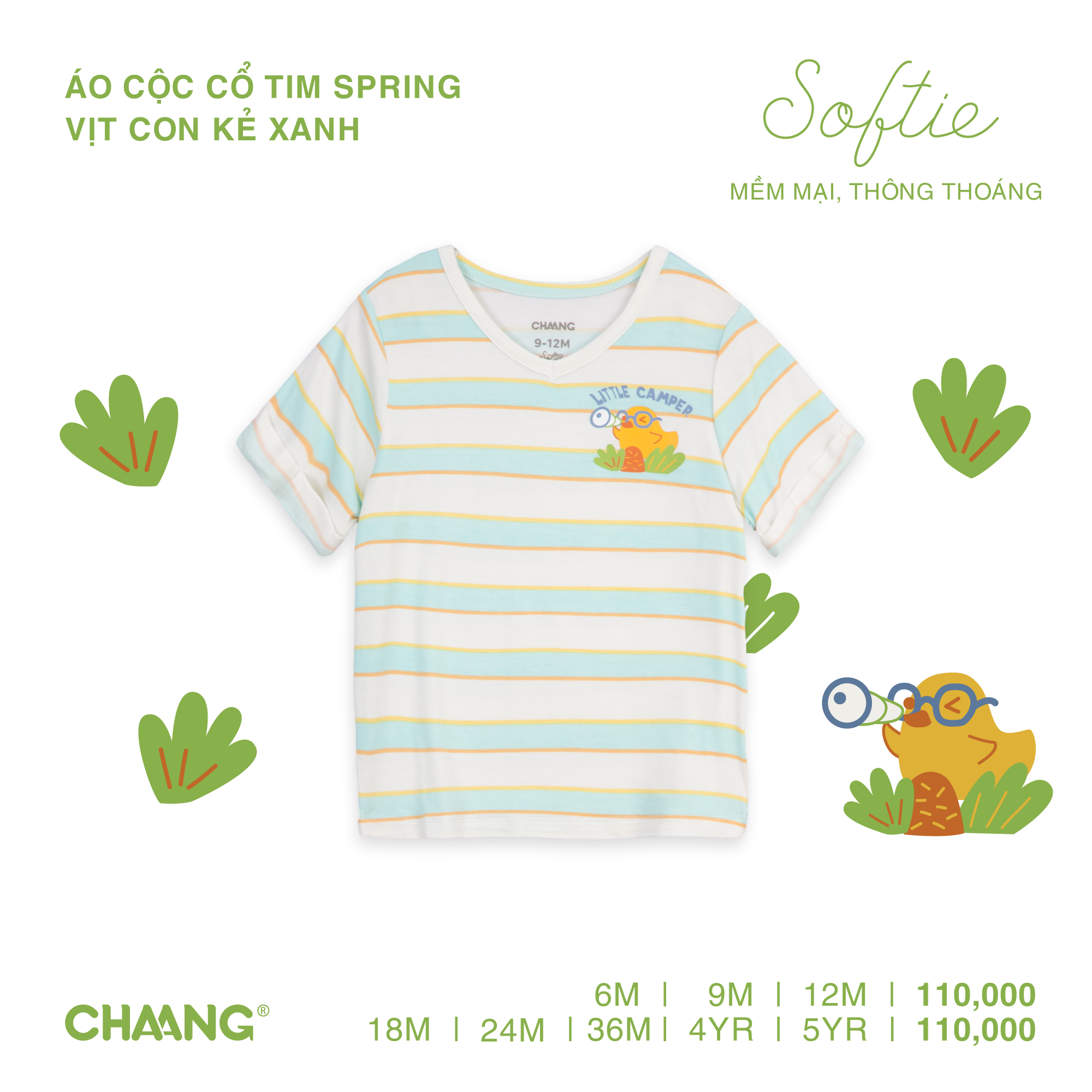 Áo cộc cổ tim bé trai Spring Chaang