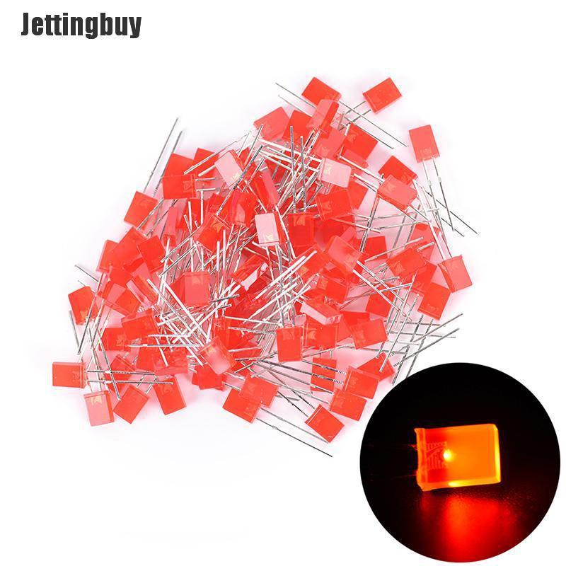 Jettingbuy 100pcs Rectangular Square LED Emitting Diodes Light Bulbs Yellow/Red/Blue/Green