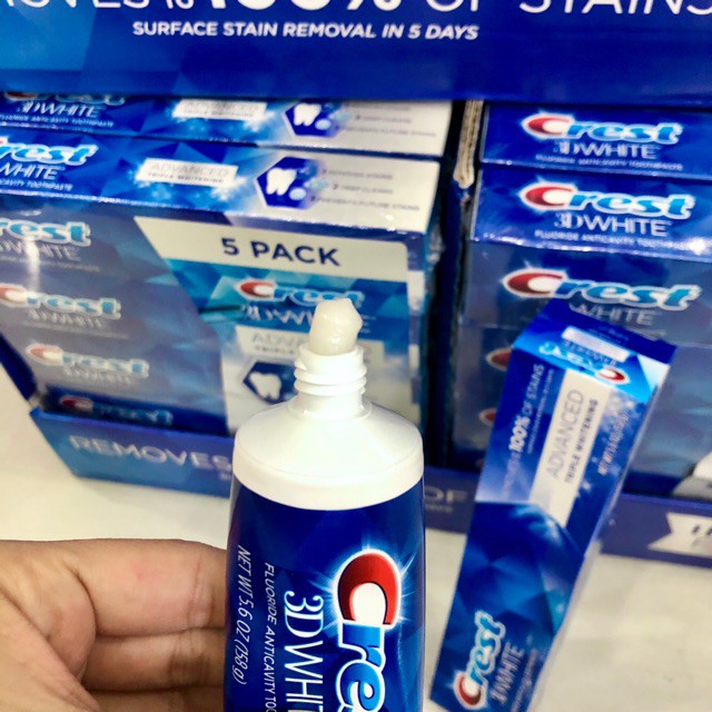 [HCM][HOT]KEM ĐÁNH RĂNG CREST 3D WHITE ADVANCED TRẮNG RĂNG VƯỢT TRỘI 158Gr - MỸ