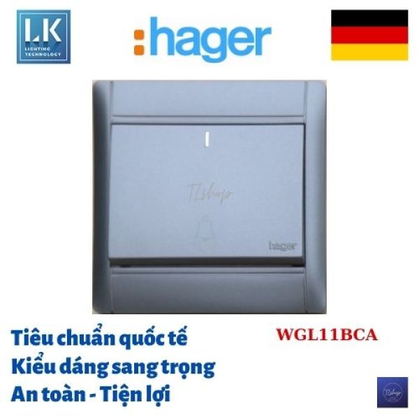 [GIÁ GỐC CHÍNH HÃNG] Nút nhấn chuông Hager - Thương hiệu: Đức. Loại đơn 1 chiều 16A. Model: WGL11BCA - Màu đen, Kiểu dáng sang trọng, An toàn khi sử dụng. LK Lighting Technology độc quyền phân phối.