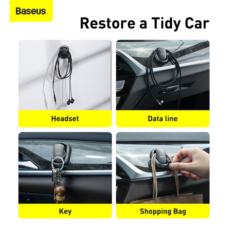 Baseus 4 Móc treo đồ bằng kim loại thích hợp cho xe hơi - INTL