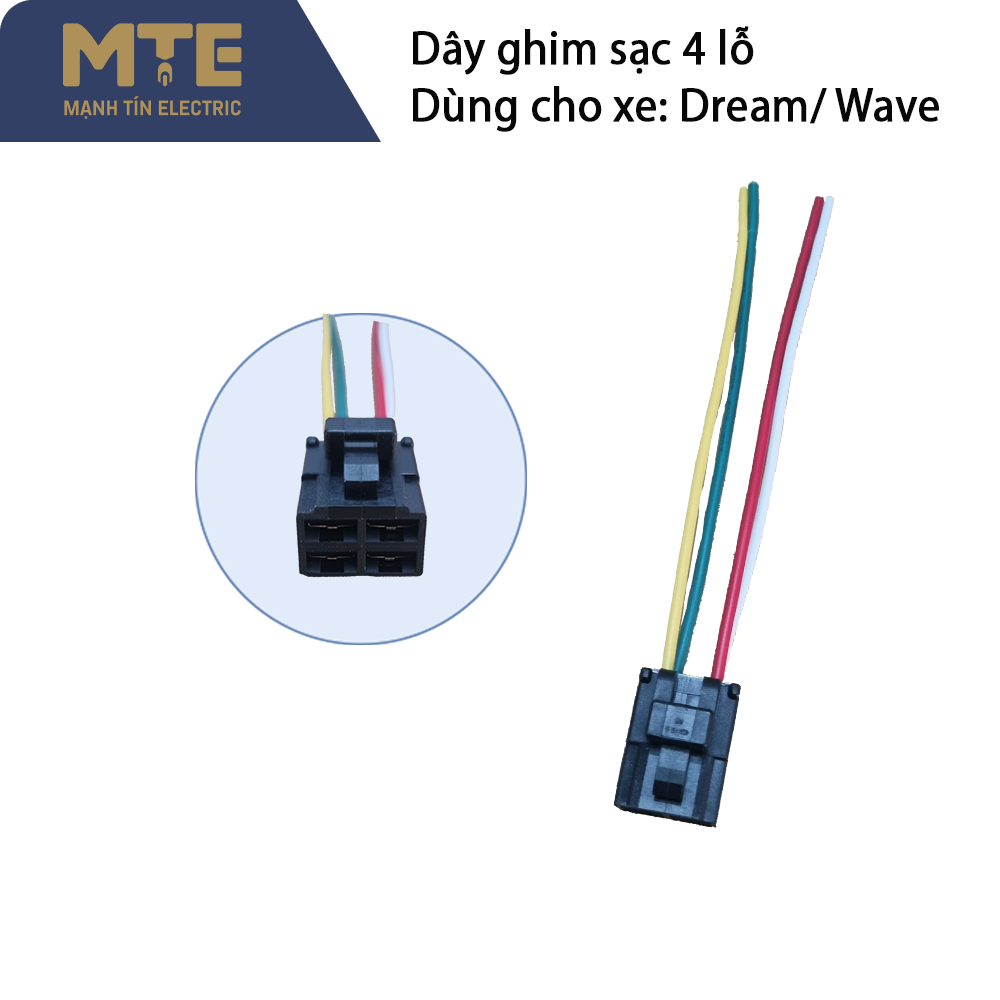 Dây ghim sạc 4 lỗ 4 dây dùng cho xe Dream - Wave