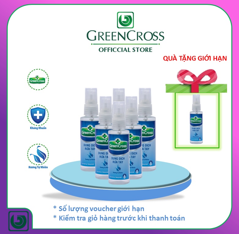 Combo 6 chai Dung Dịch Rửa Tay  GREENCROSS - chai 70ml
