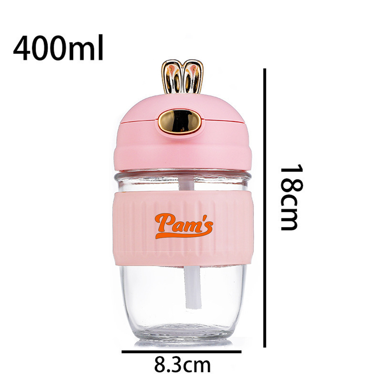 [QUÀ TẶNG - MÀU NGẪU NHIÊN]Bình Thuỷ Tinh Bọc Silicone Đựng Sữa Hạt 400ml Pams