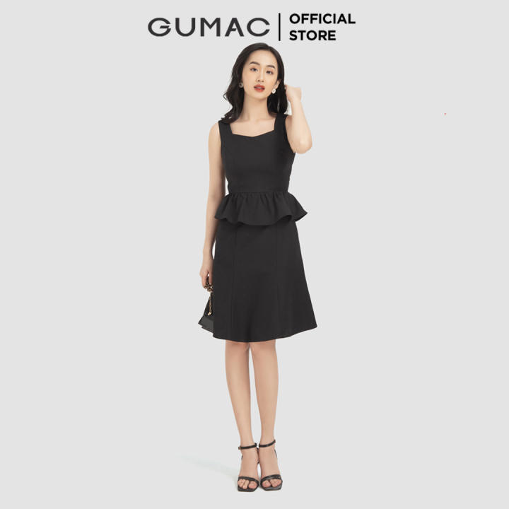 Đầm nữ thiết kế sát nách phối bèo tùng DB12011 GUMAC – Gumac >>> top1shop >>> lazada.vn