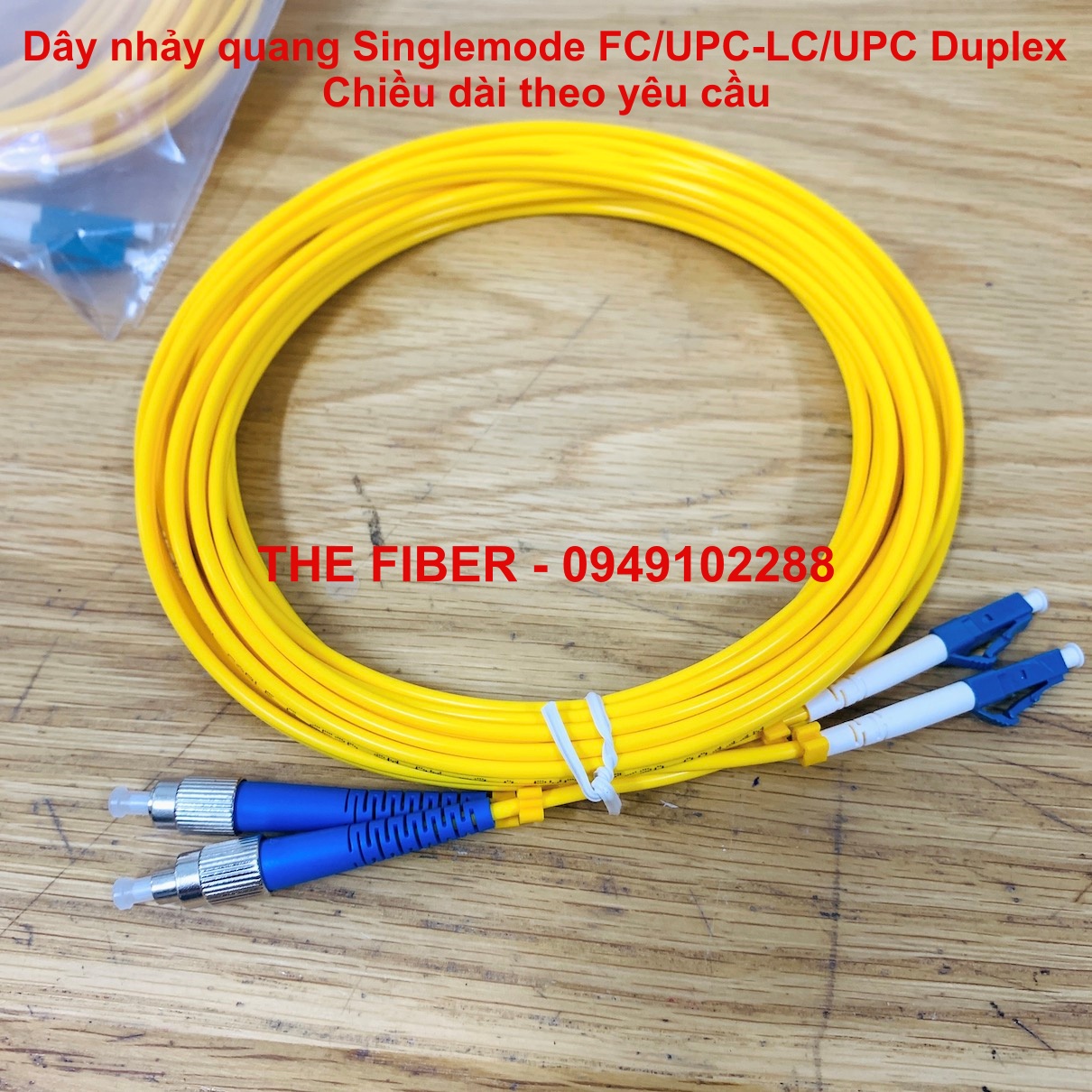 Dây nhảy quang singlemode fc/upc-lc/upc duplex phi 3.0mm - chiều dài theo yêu cầu