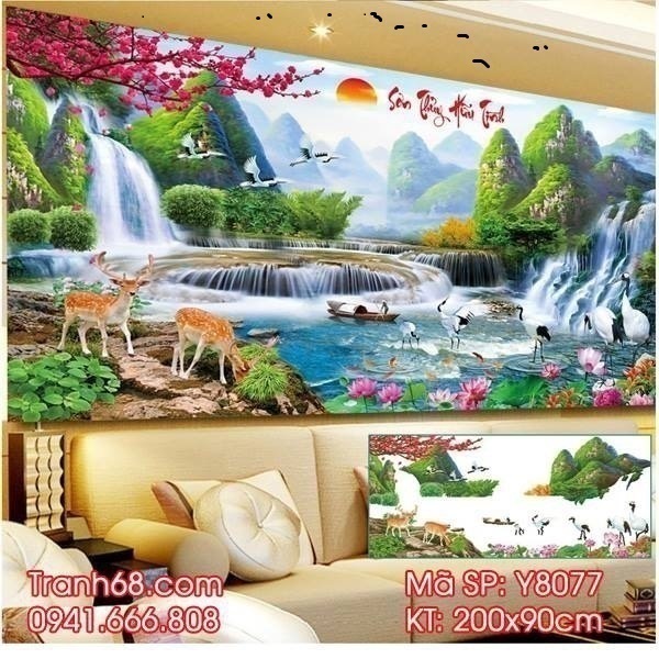 Tranh đính đá phong cảnh tuyệt đẹp 2mx90cm