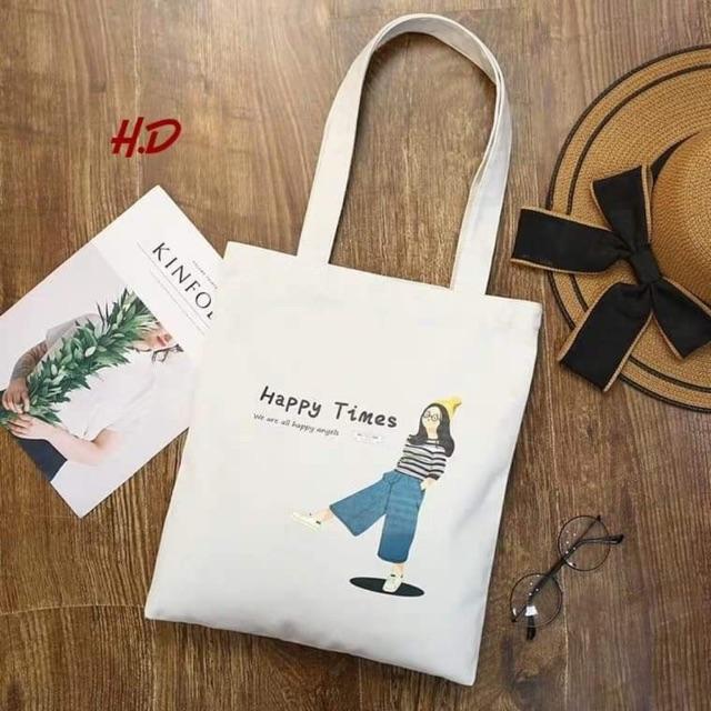 [Túi tote] Túi vải in hình cô gái HDA0419