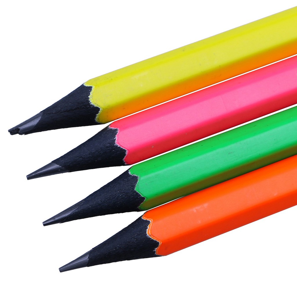 Vỉ 4 Cây Bút Chì 2B Dumit PC-102 (Neon - Lục Giác)