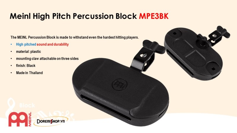 Mõ nhựa Meinl High Pitched Percussion Block MPE3BK