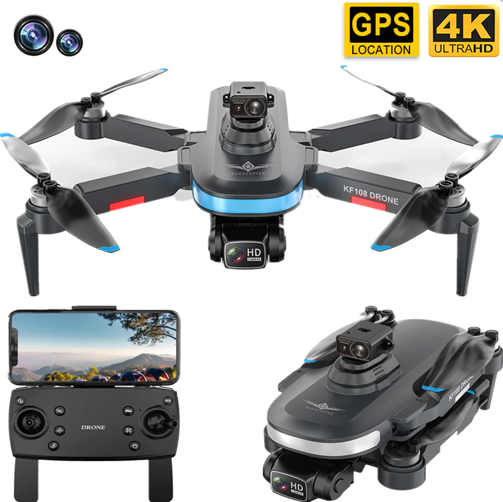 Máy bay camera Flycam KF108 Pro điều khiển từ xa có camera tích hợp cảm biến chống va chạm, flycam mini, drone camera 4 k
