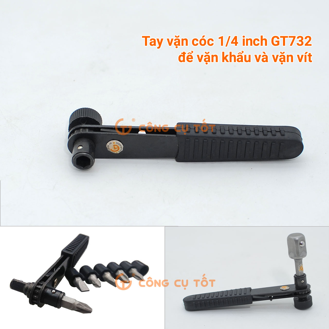Tay vặn cóc 1/4inch để vặn khẩu và vặn vít GT732