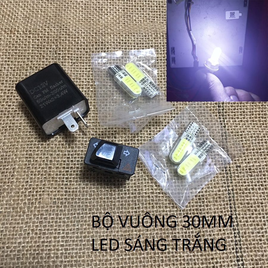 Trọn Bộ Công Tắc VUÔNG 30MM nháy 4 bóng xi nhan cho xe Honda - nhiều màu led
