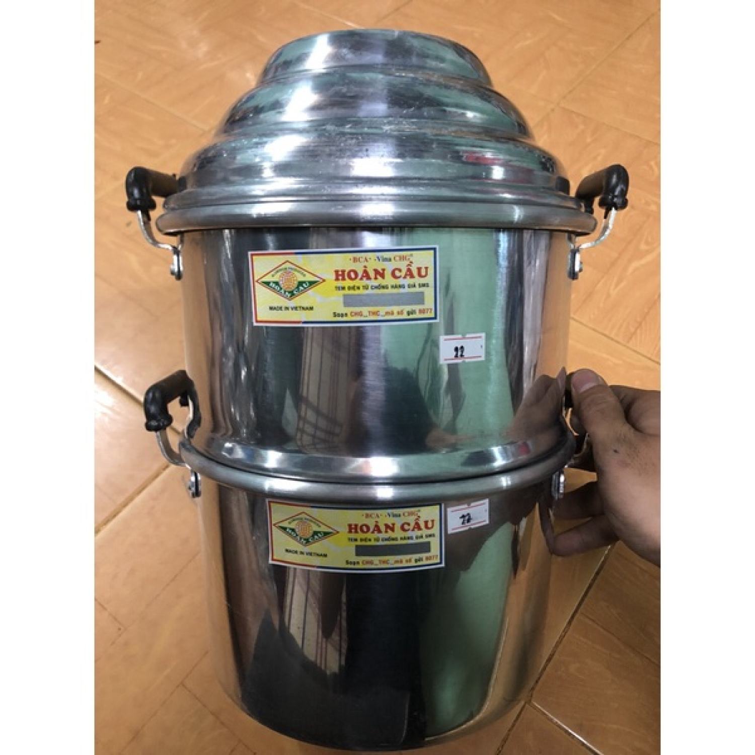 Chỏ hấp nhôm xịn lᴏại 1 có tem chính hãng Hoàn Cầu hai tầng chỏ hấp xôi hấp bánh bao chỏ hấp há cảo xửng hấp 20-40cm