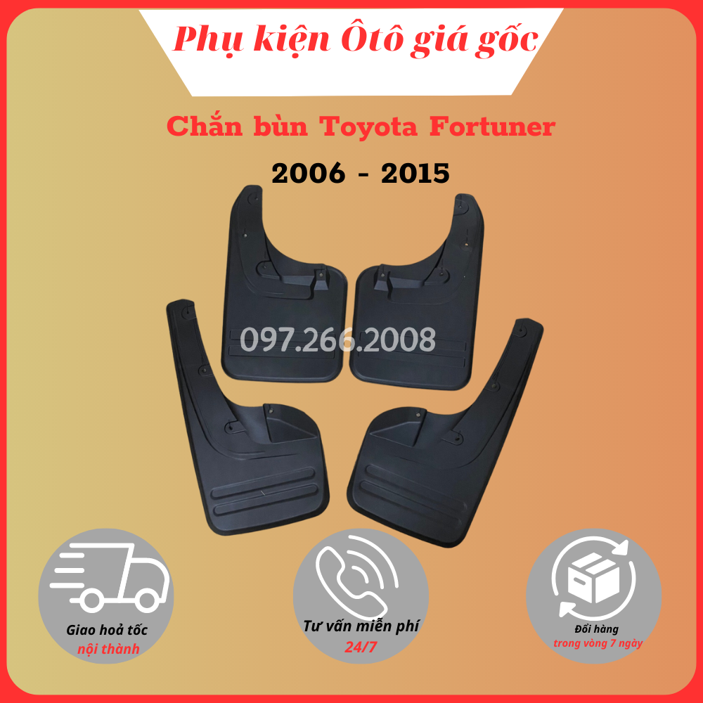 Chắn bùn bánh trước xe toyota fortuner 2006 - 2012, 2013, 2014, 2015 - 4 miếng nhựa dẻo cao cấp