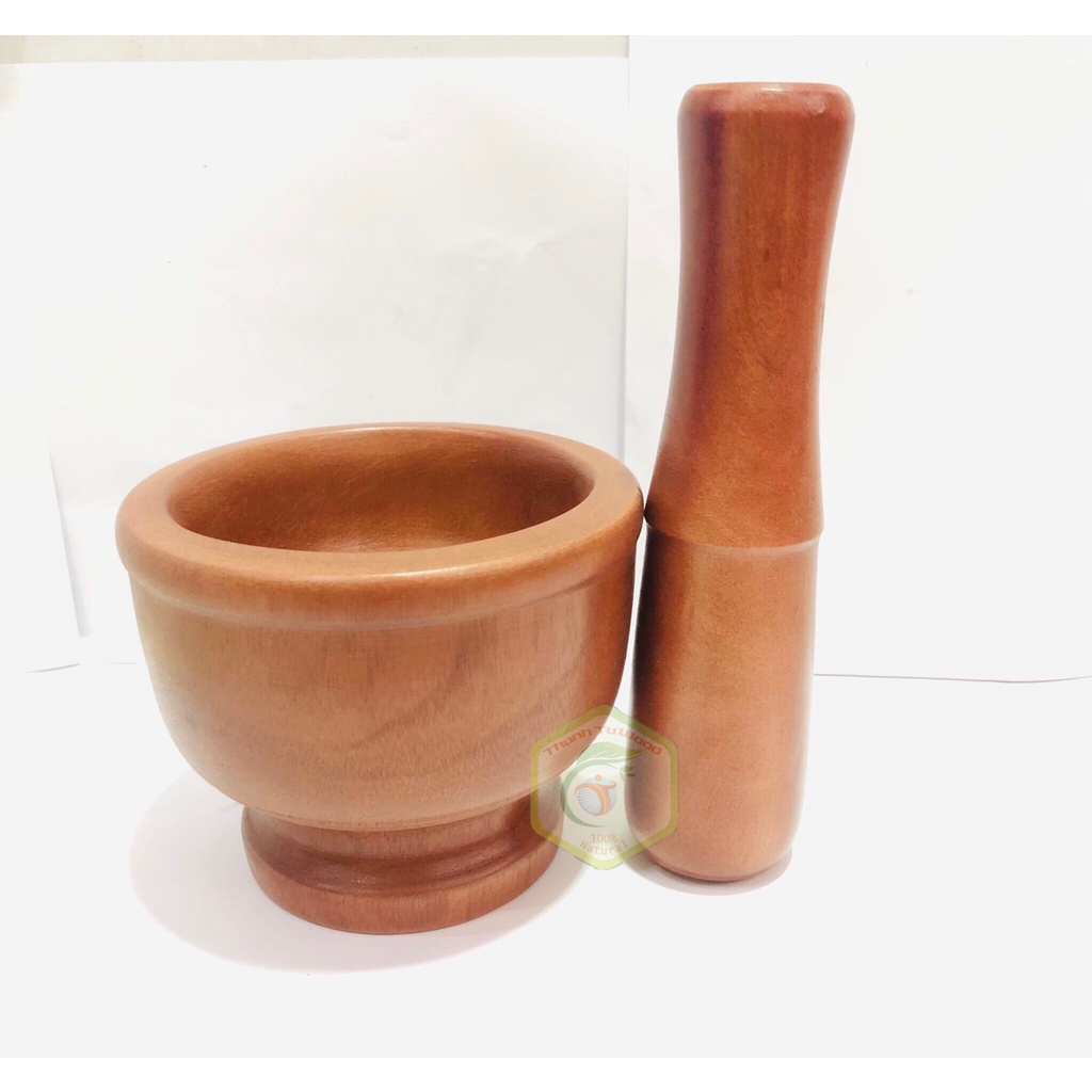 Bộ Cối Chày Gỗ Xà Cừ Thanh Tú 13Cm