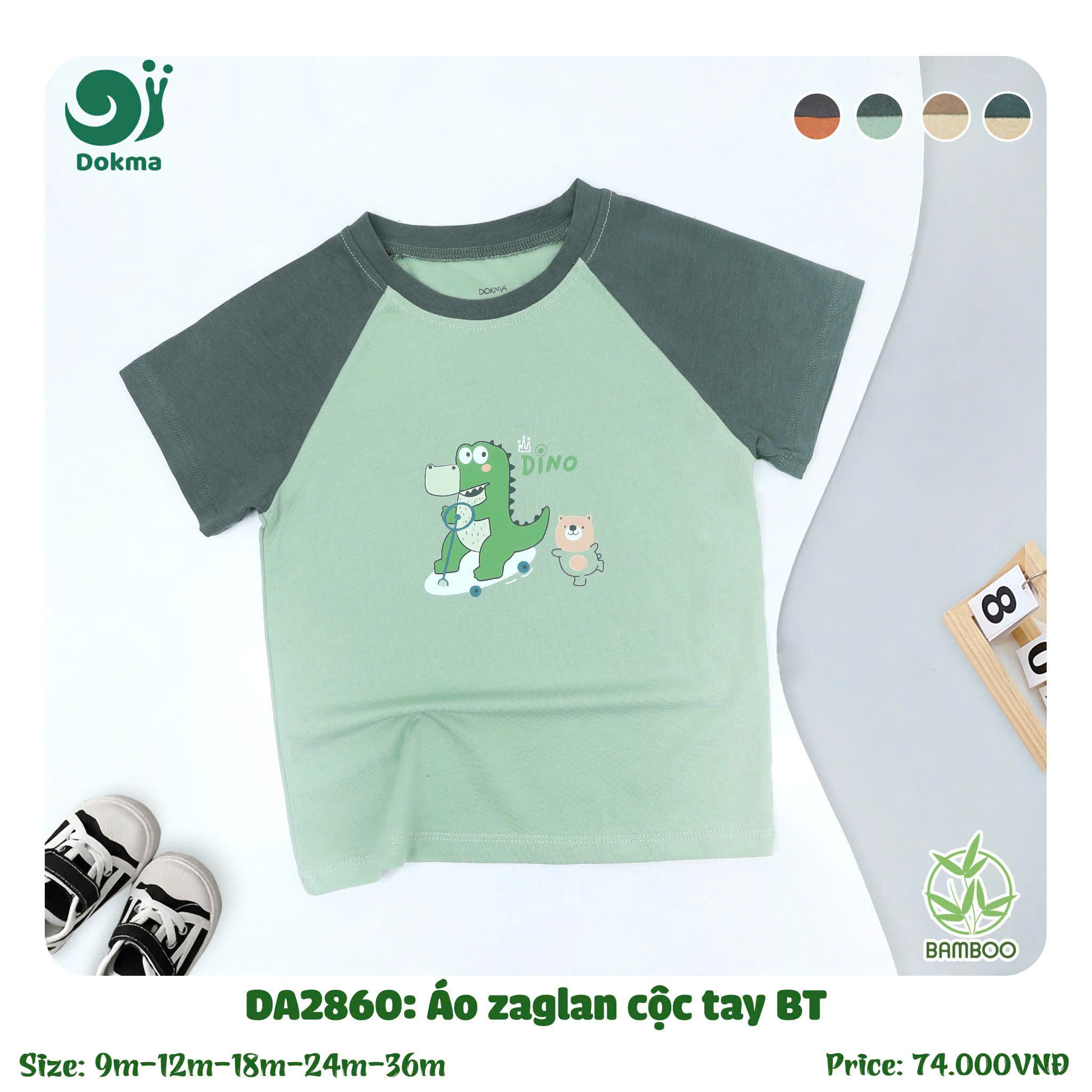 Áo cộc tay DOKMA cho bé trai chất bamboo - viscose mềm mát (6-36m) (DA2860 - DA2782)