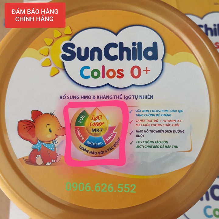 Sữa bột dinh dưỡng SUNCHILD COLOS 0+ ( BỔ SUNG SỮA NON , IgG 1400+ lon 800gr dành cho bé từ 0- 12 tháng)