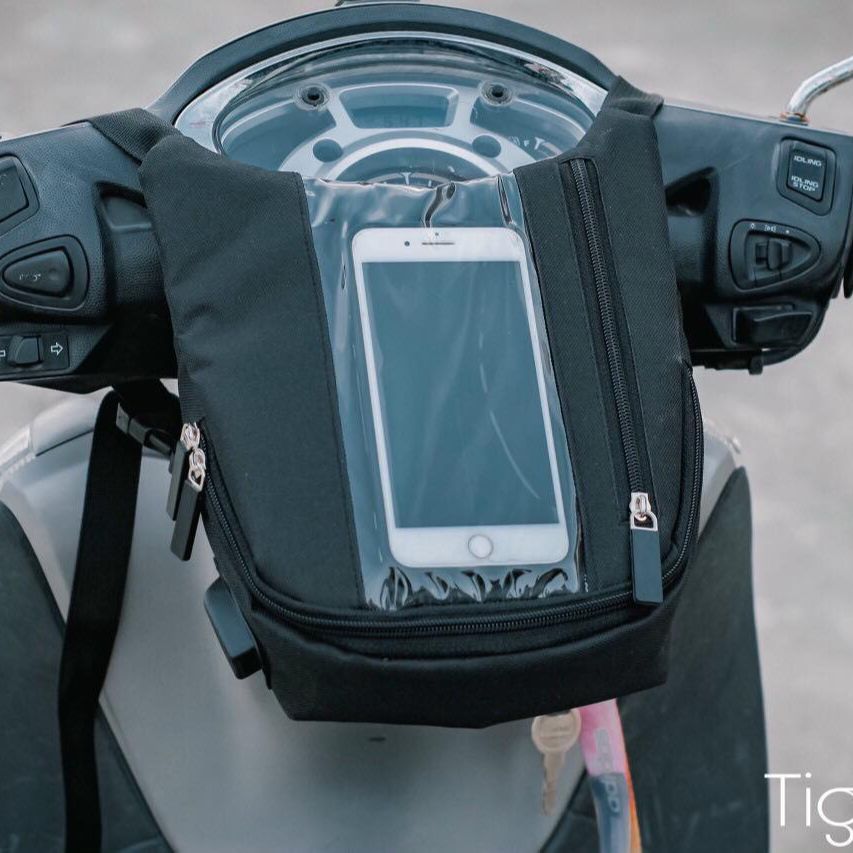 Túi Treo Đầu Ghi Đông Xe Máy Xe Đạp Chiều Dọc Xem Google Map, Chứa Đồ, Chạy Grab