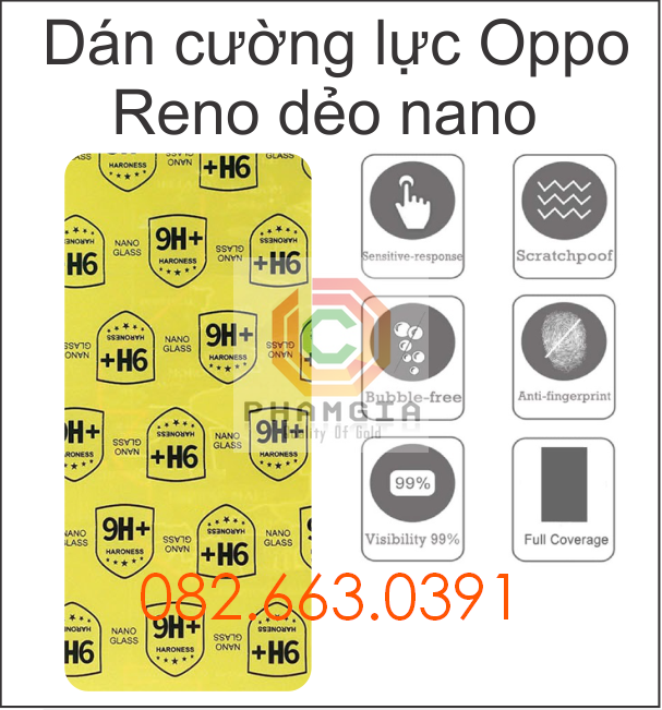 Dán cường lực Oppo Reno dẻo nano