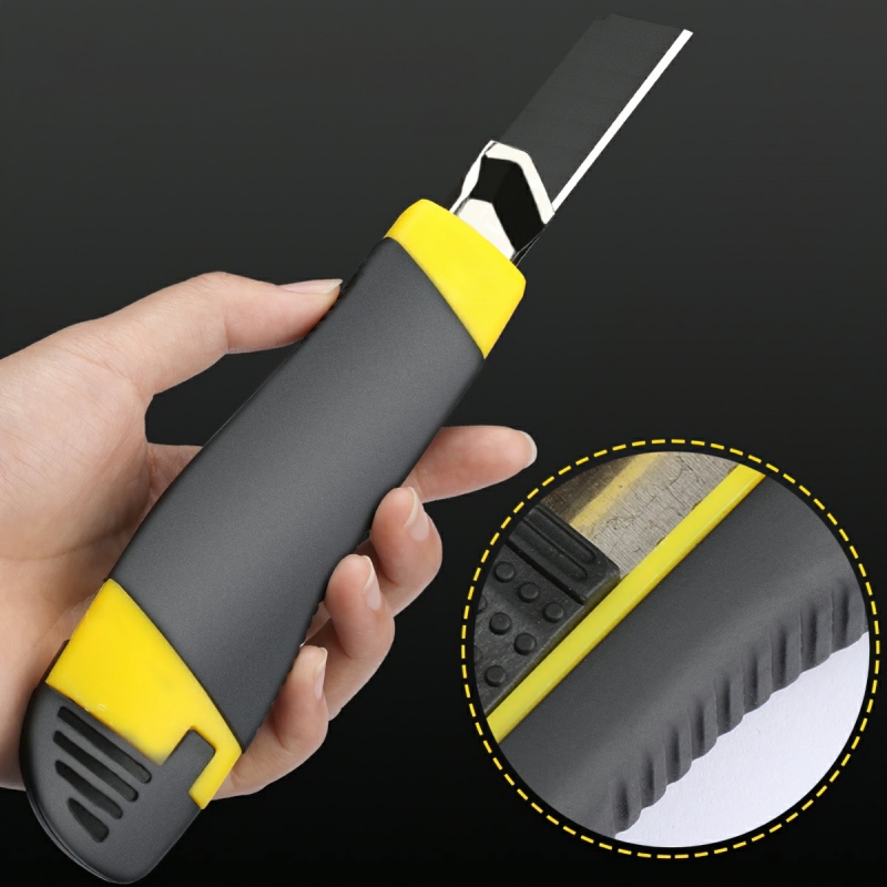 Dao rọc giấy đa năng 18mm loại, dao trổ cố định lưỡi dao siêu sắc,lưỡi thép đen siêu sắc, cắt giấy, rọc băng keo, bìa carton-HAUSE