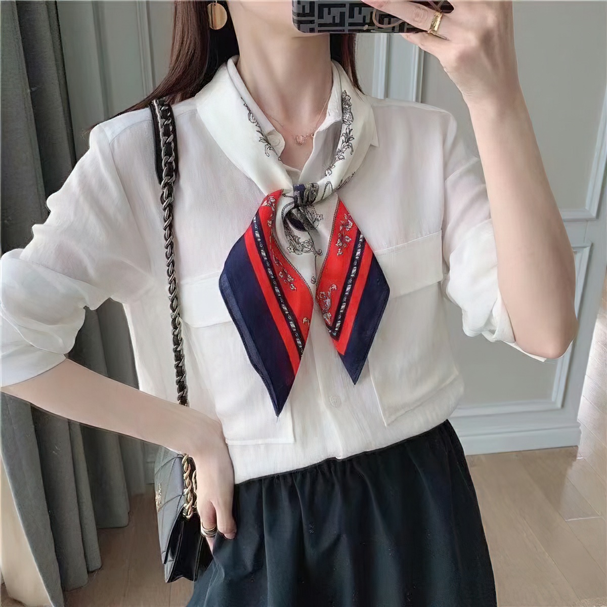 Khăn lụa vuông choàng cổ size 70x70cm Khăn lụa vuông quàng SHOPER