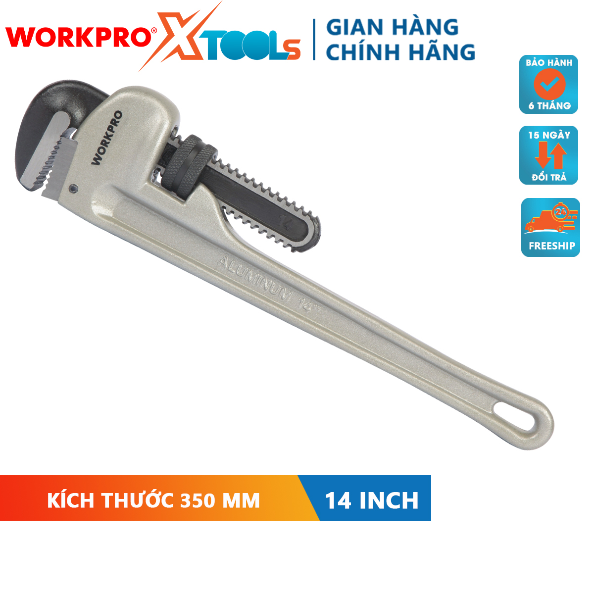 Aluminum omelette (adjustable wrench), measures 350mm (14 inches) workpro-wp302007