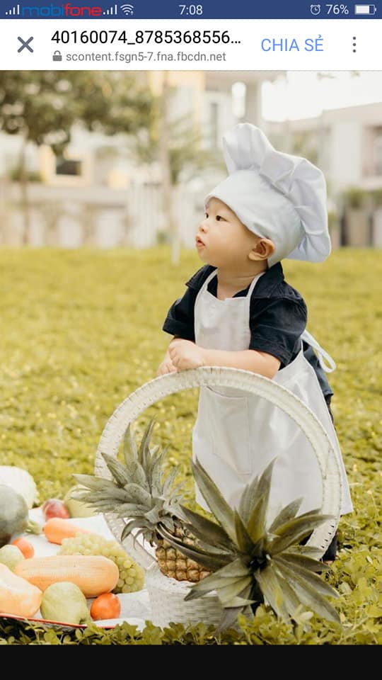 Bộ đầu bếp, tạp dề cho bé kèm nón vải