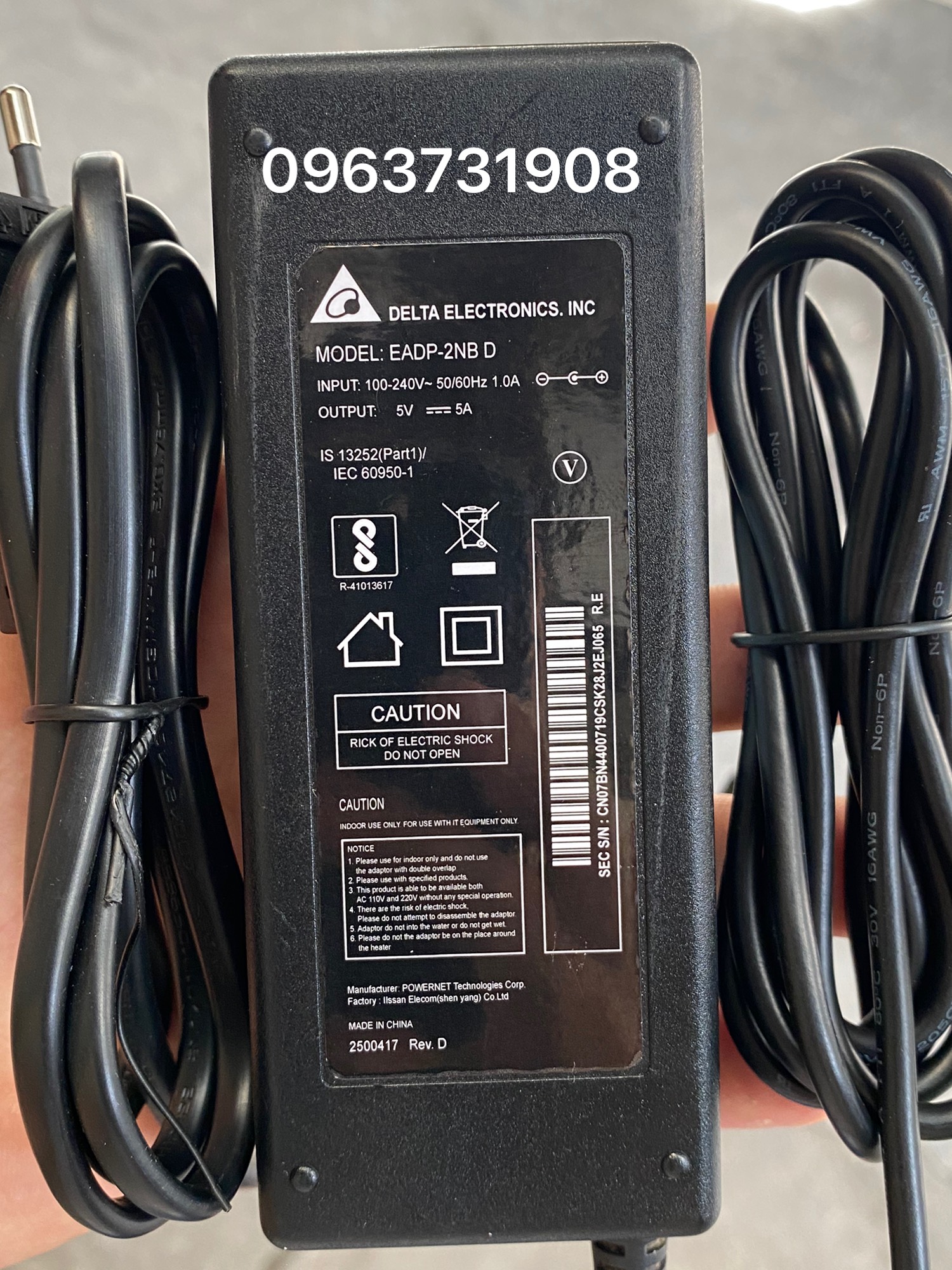 Adapter nguồn 5V 5A chính hãng Delta