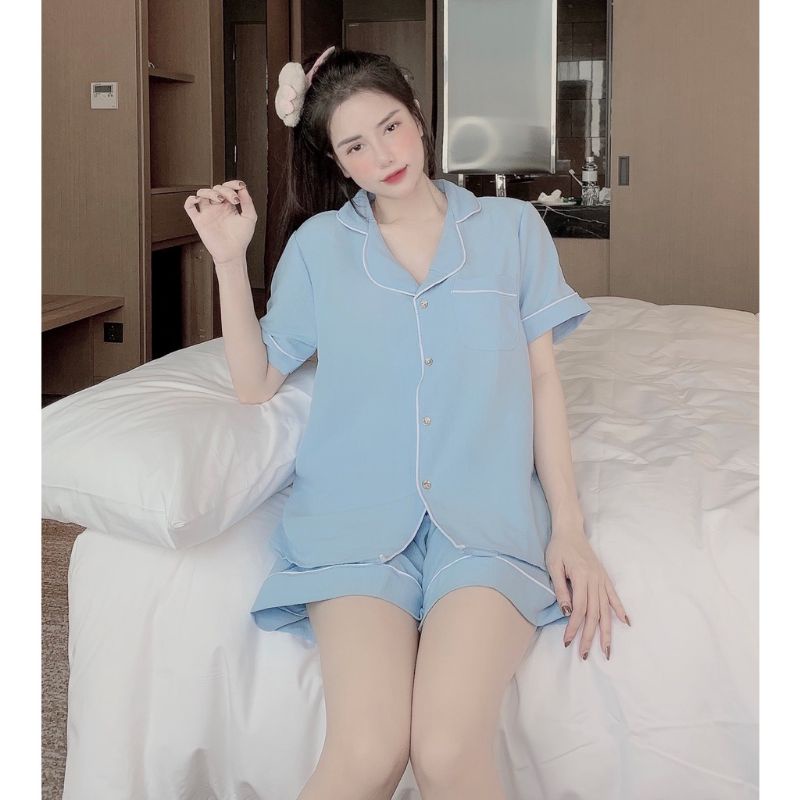 Có big size Bộ ngủ đồ bộ mặc nhà bộ đũi xốp nhún Hàn mềm mại co giãn.XP2