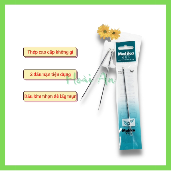 Combo 10 que nặn mụn Malika 2 đầu cao cấp