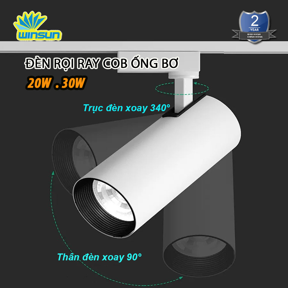 Đèn rọi ray COB ống bơ 20W, 30W