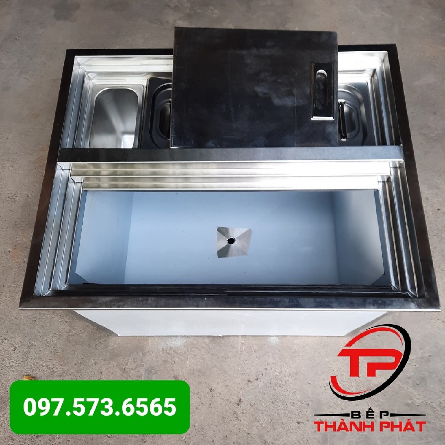 Thùng đá inox 5 khay topping