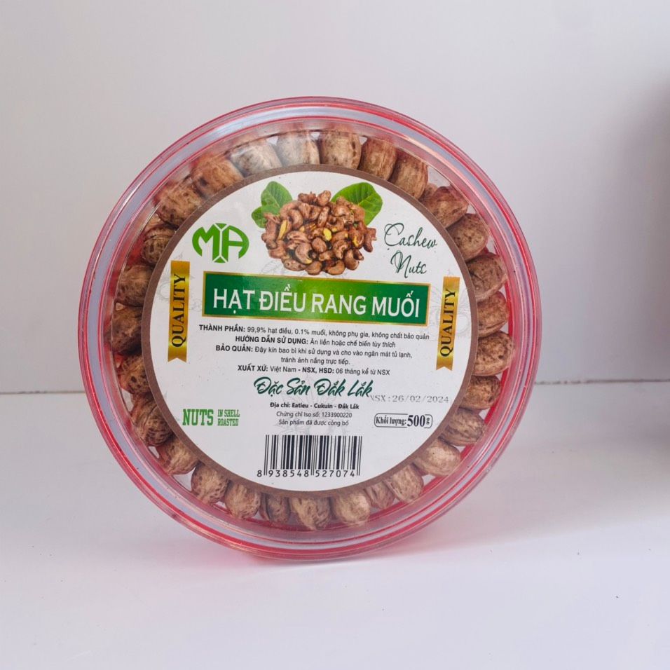 Hạt điều rang muối nguyên lụa | đặc sản đăk lăk | hộp 500gr xếp hoa tự nhiên