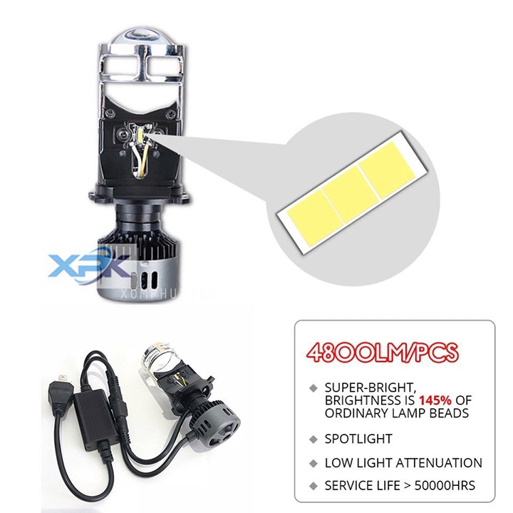[HCM]Đèn Pha Led Bi Cầu Chiếu Gom 36W Chân H4 Mẫu 2020 [ 1 Chiếc ]