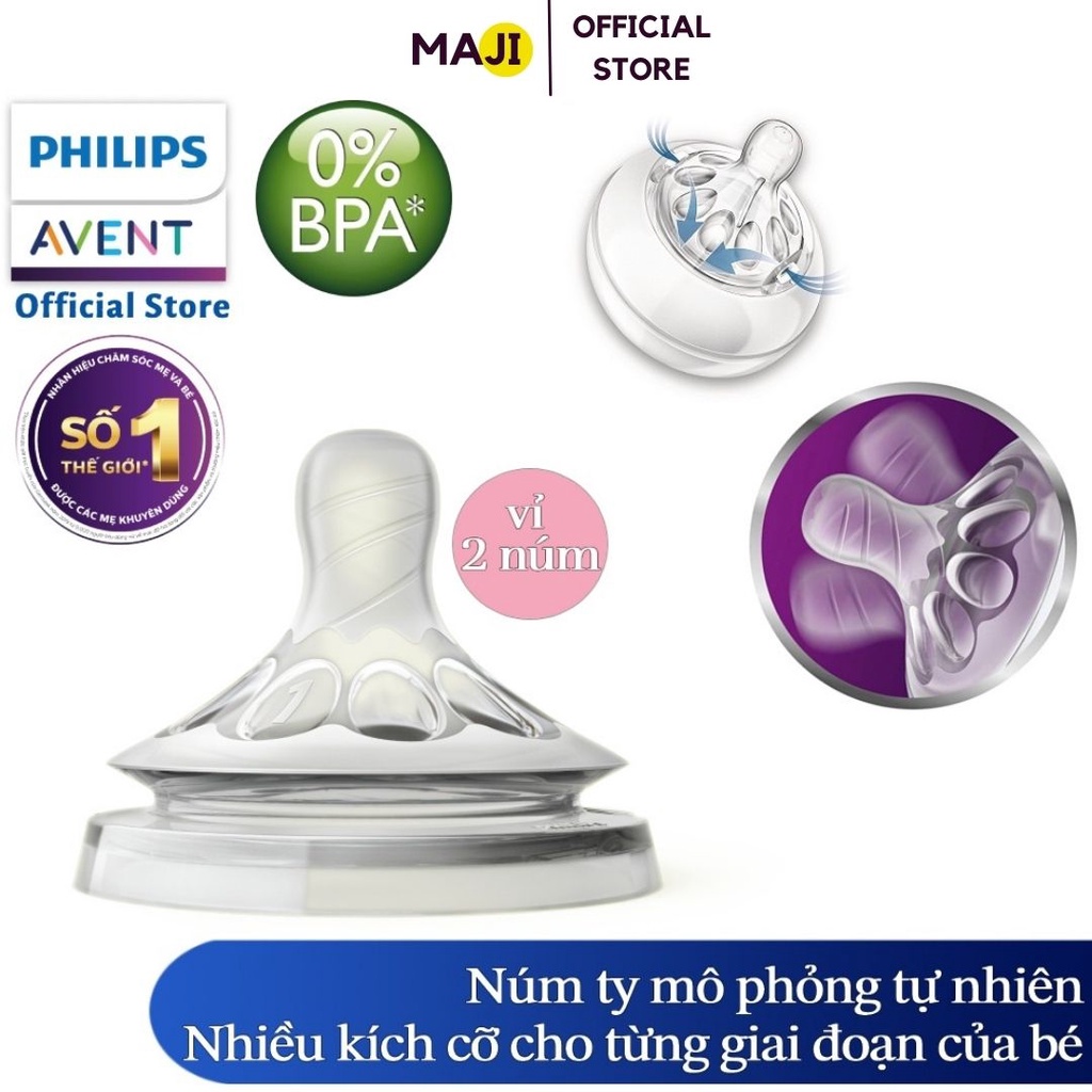 [Chính Hãng Siêu Sale] Núm ty Silicone thiết kế Mô phỏng tự nhiên hiệu Philips Avent