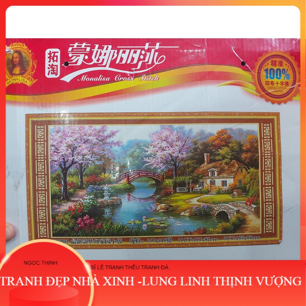 Tranh thêu chữ thập phong cảnh mùa xuân ấm áp lv3007 lv3008 - tự thêu - thêu kín