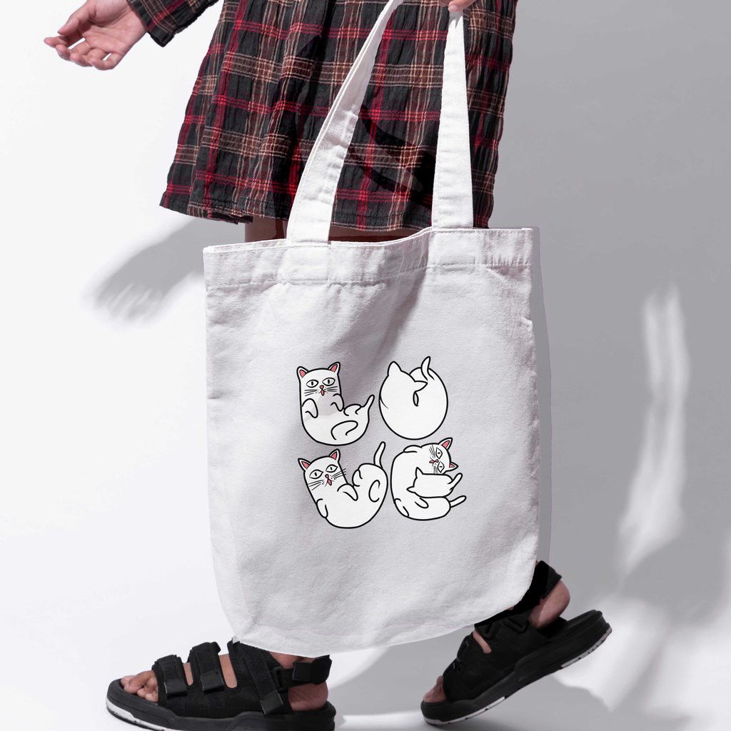 Túi tote vải in hình Cat Lovers - Love