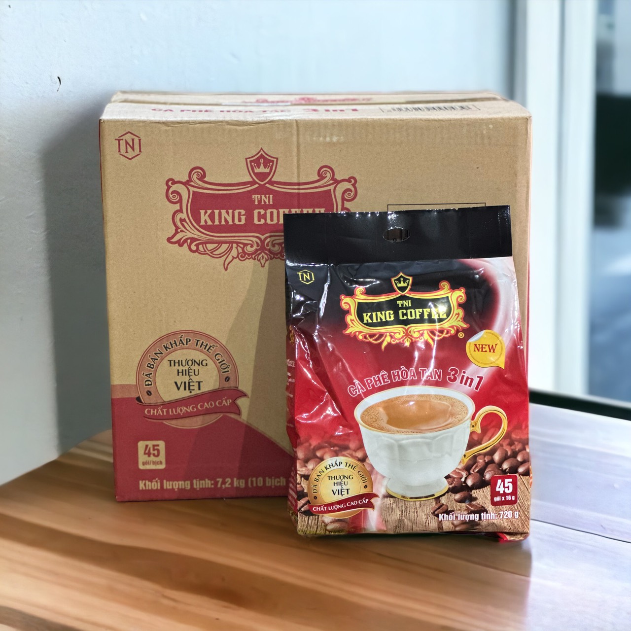 (COMBO 02 TÚI) Cà phê Sữa King Coffee - Túi 45 Gói - Cà phê ÍT SỮA