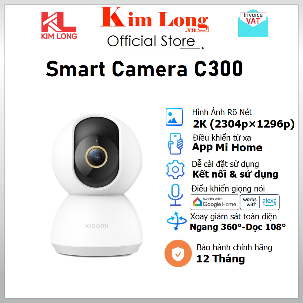 Xiaomi C300 2K 1296p mi home security camera 360 degree rotating 2MP aperture F1.4 human detection-Digiworld warranty-Intl