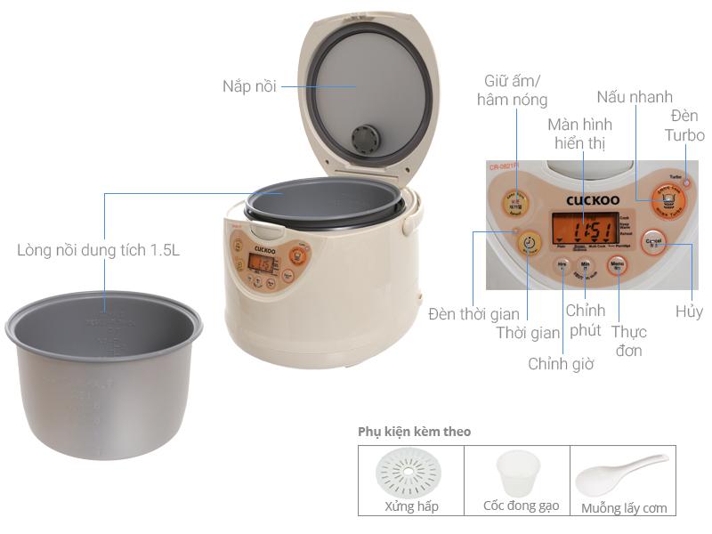 Nồi cơm điện tử Cuckoo CR-0821F 1.5 lít
