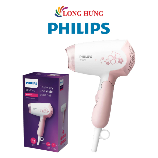 Máy sấy tóc Philips HP8108/00 - Hàng chính hãng - Công suất 1000W, 2 chế độ sấy, tay cầm có thể gấp dễ dàng mang theo khi du lịch giá rẻ
