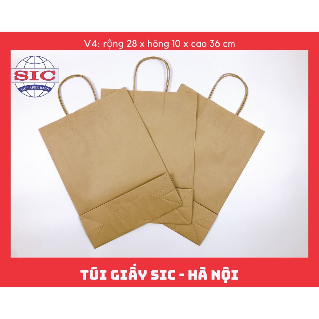 [SET 100 CHIẾC] TÚI GIẤY KRAFT V4: 28x10x36 CÓ QUAI