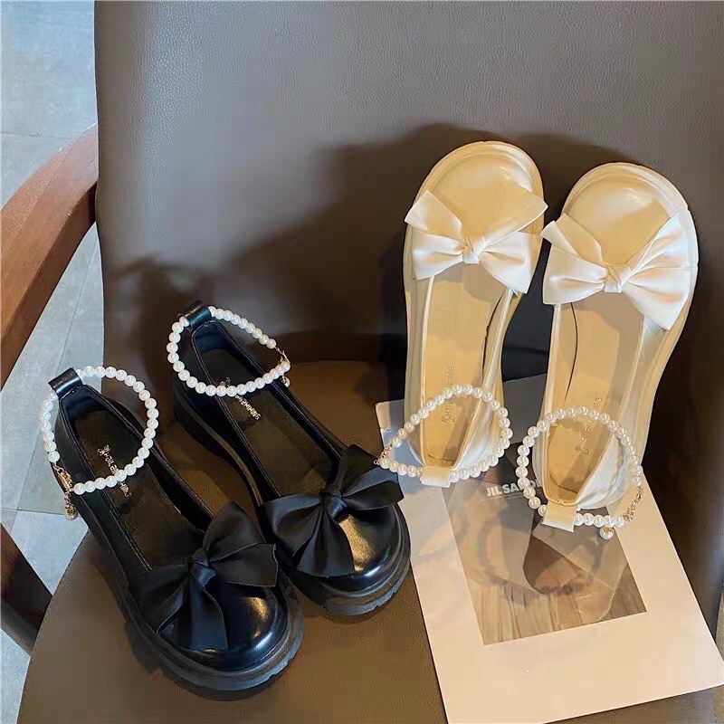 Giày Lolita Mũi Nơ Quai Ngọc ( fom rộng nên lùi size)